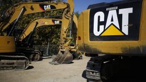 Caterpillar Inc. rental hydraulic excavators sit at the Whayne Supply Co. dealership in Lexington, Kentucky, U.S., on Monday, Oct. 17, 2016.